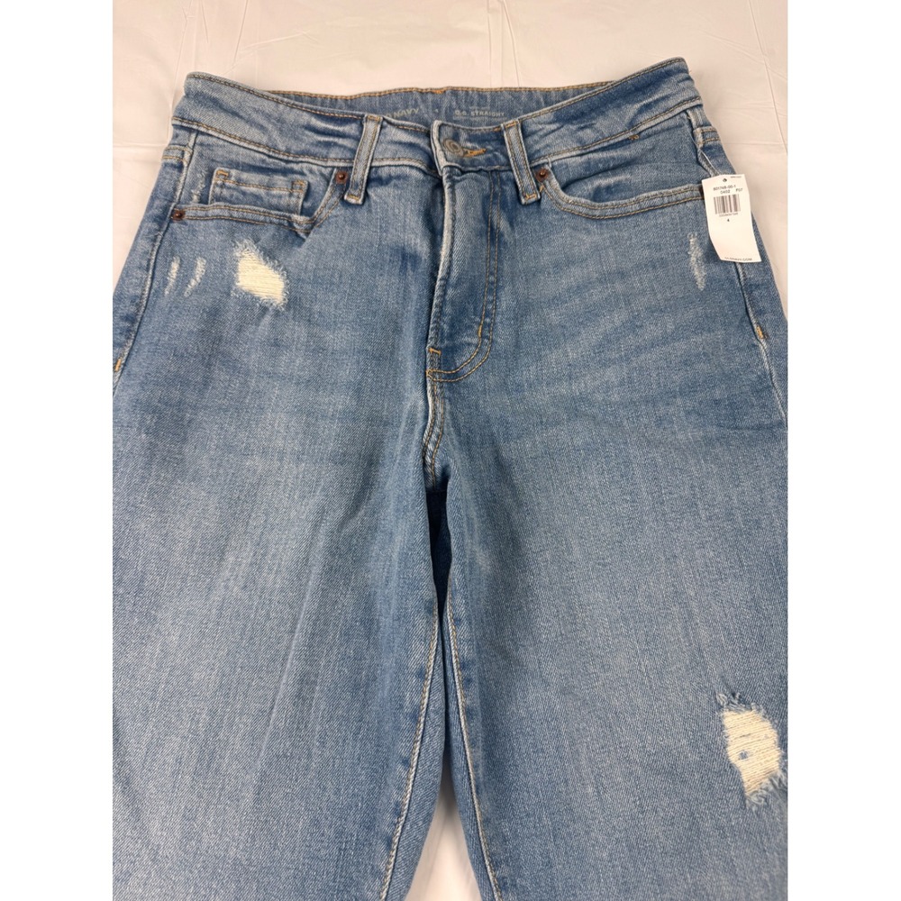 Old Navy OG Straight High‎ Rise Distressed Jeans Medium Wash Size 4 NWT - Picture 2 of 12